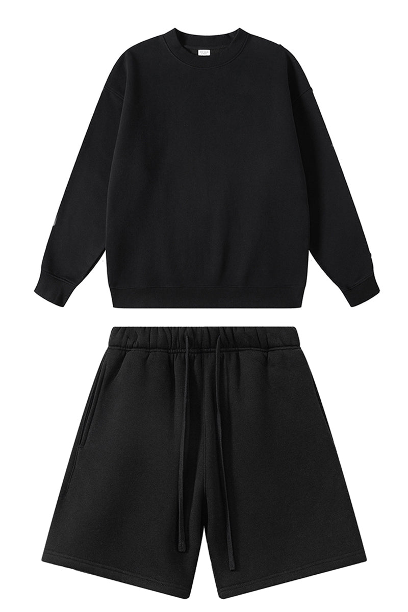 Men's Athletic Set:Round-neck Pullover And Shorts