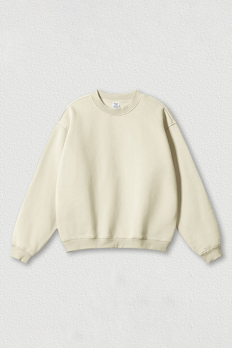 Loose fleece-lined thick round-neck sweatshirt