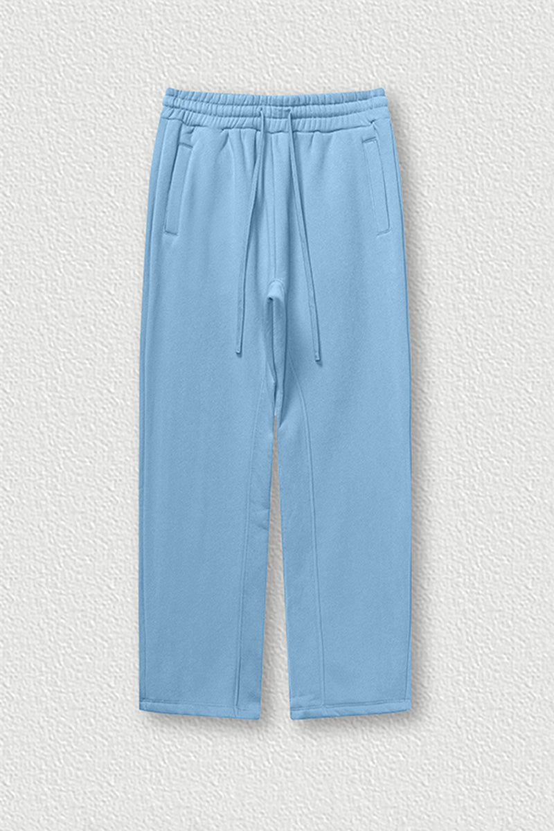 Solid Color Fleece-Lined Sweatpants - Winter Thermal Straight Leg Pants