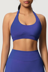 Women Halter Neck Seamless Yoga Sports Bra - Breathable Support Top