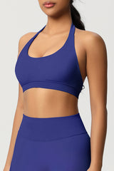 Women Halter Neck Seamless Yoga Sports Bra - Breathable Support Top