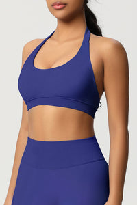 Women Halter Neck Seamless Yoga Sports Bra - Breathable Support Top