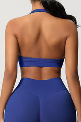 Women Halter Neck Seamless Yoga Sports Bra - Breathable Support Top