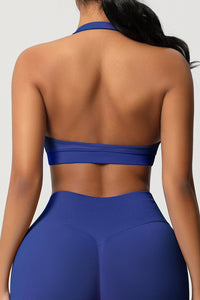 Women Halter Neck Seamless Yoga Sports Bra - Breathable Support Top