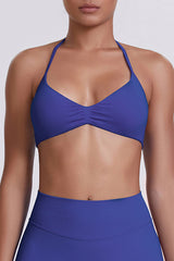 Women Halter Neck Seamless Sports Bra - Breathable Backless Yoga Top