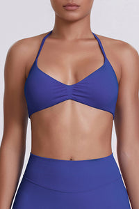Women Halter Neck Seamless Sports Bra - Breathable Backless Yoga Top