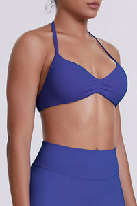 Women Halter Neck Seamless Sports Bra - Breathable Backless Yoga Top