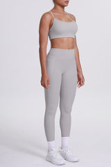 Women High-Waisted Pocket Yoga Set: Seamless Sports Bra + Sculpting Leggings