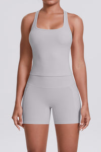 Women Naked-Feel Yoga Set: High-Waisted Sculpting Shorts + Cross-Back Sports Bra
