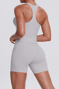 Women Naked-Feel Yoga Set: High-Waisted Sculpting Shorts + Cross-Back Sports Bra
