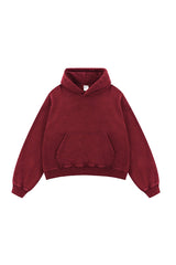 Unisex Boxy Fleece Hoodie: Distressed Vintage Short Wide Fit