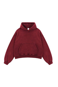 Unisex Boxy Fleece Hoodie: Distressed Vintage Short Wide Fit