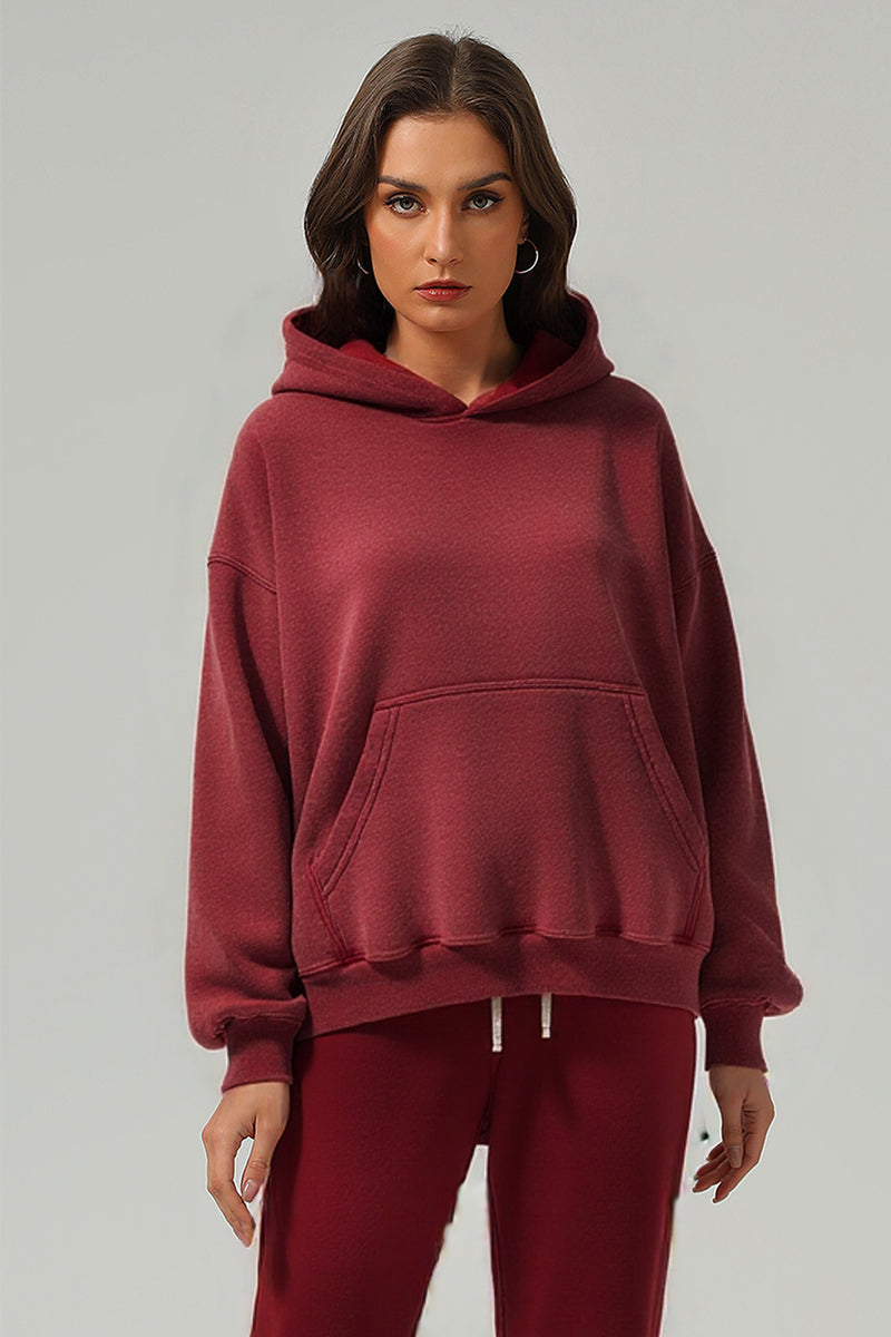 Unisex Boxy Fleece Hoodie: Distressed Vintage Short Wide Fit