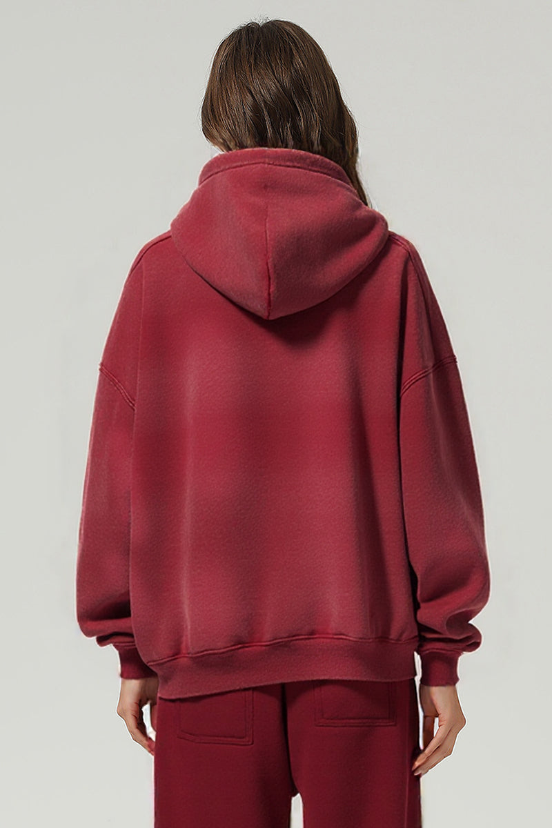 Unisex Boxy Fleece Hoodie: Distressed Vintage Short Wide Fit