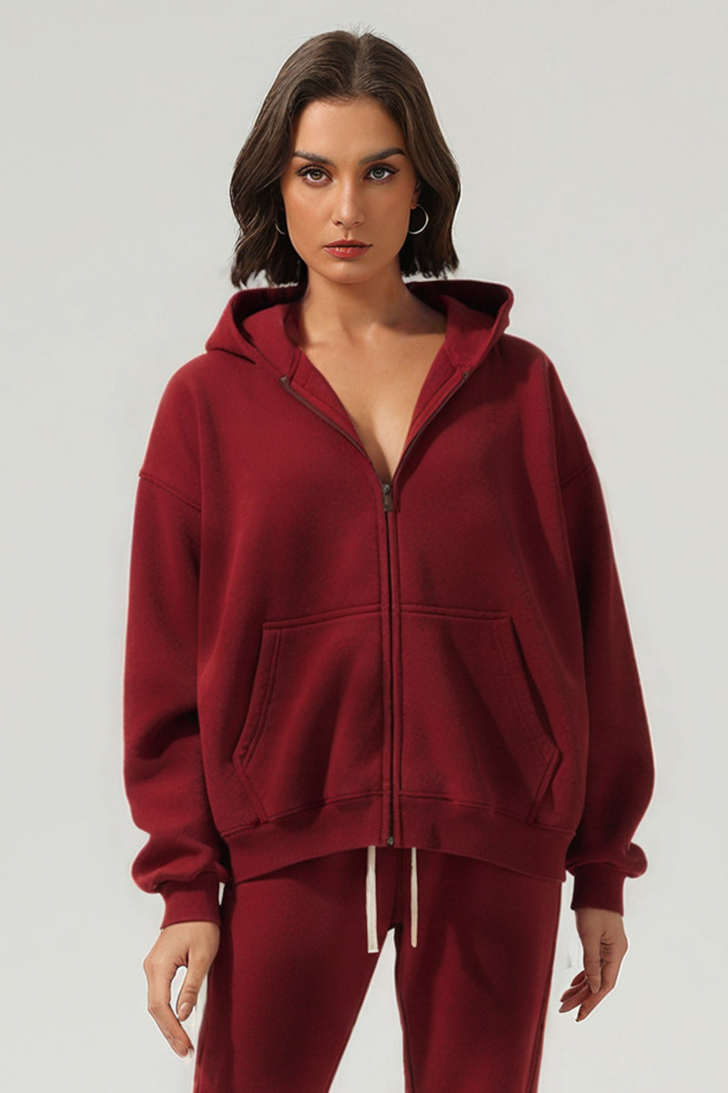 Unisex Fleece Boxy Zip Hoodie: Short Fit Wax Wash Retro Design