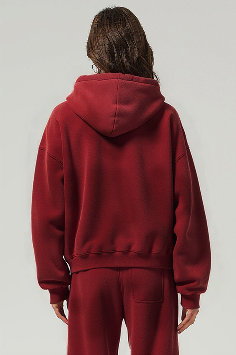 Unisex Fleece Boxy Zip Hoodie: Short Fit Wax Wash Retro Design