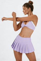 Women's Color Block Sets:Halter Twist-Front Bra & Skirts