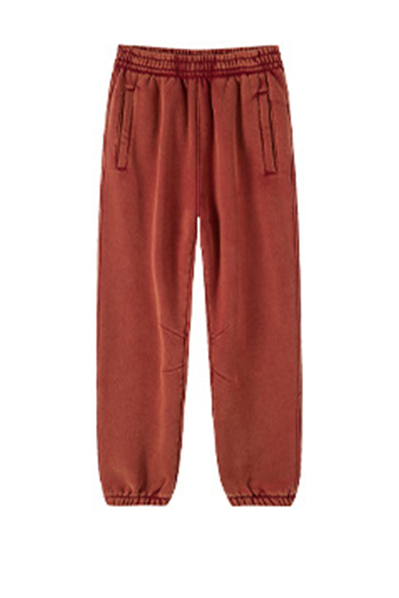 Men/Women Retro Wax-Dye Fleece-Lined Jogger Pants