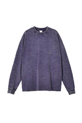 Unisex Retro Washed Long Sleeve Tee: Snow Wash Vintage Cotton Design