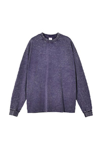 Unisex Retro Washed Long Sleeve Tee: Snow Wash Vintage Cotton Design