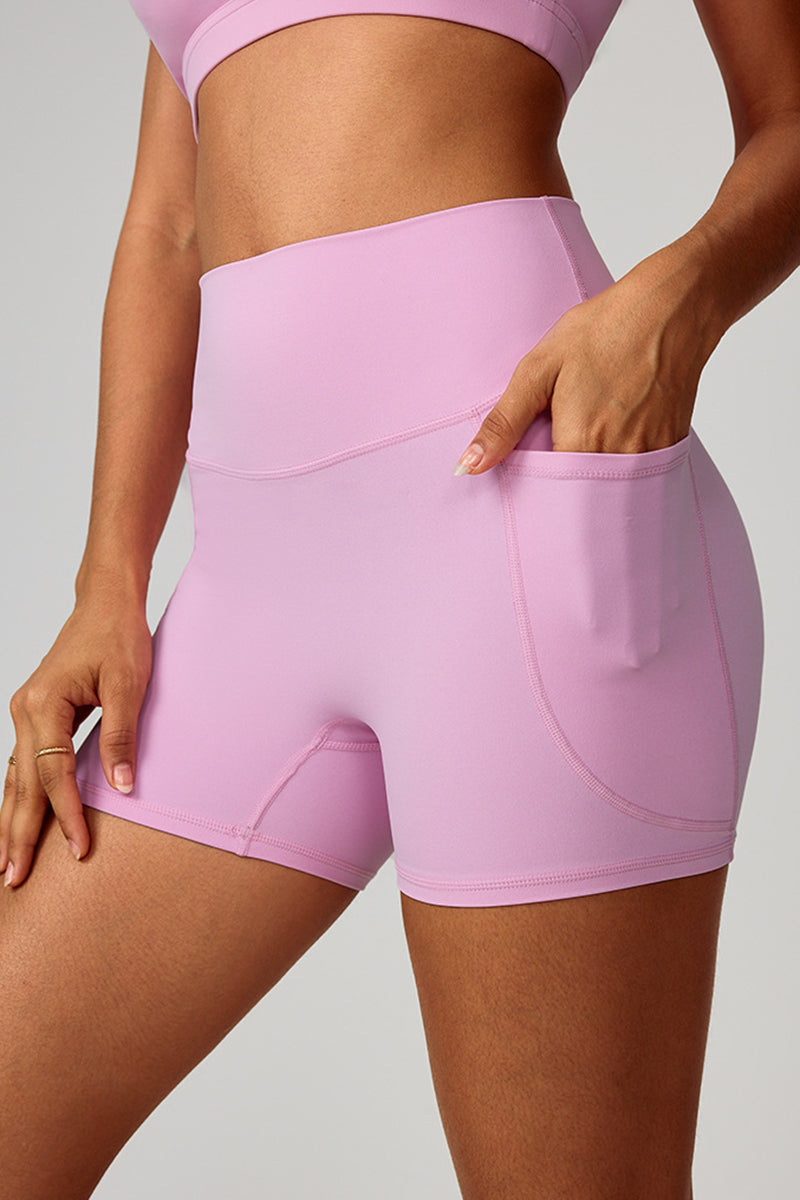 Women High-Waist Quick-Dry Pocket Yoga Shorts