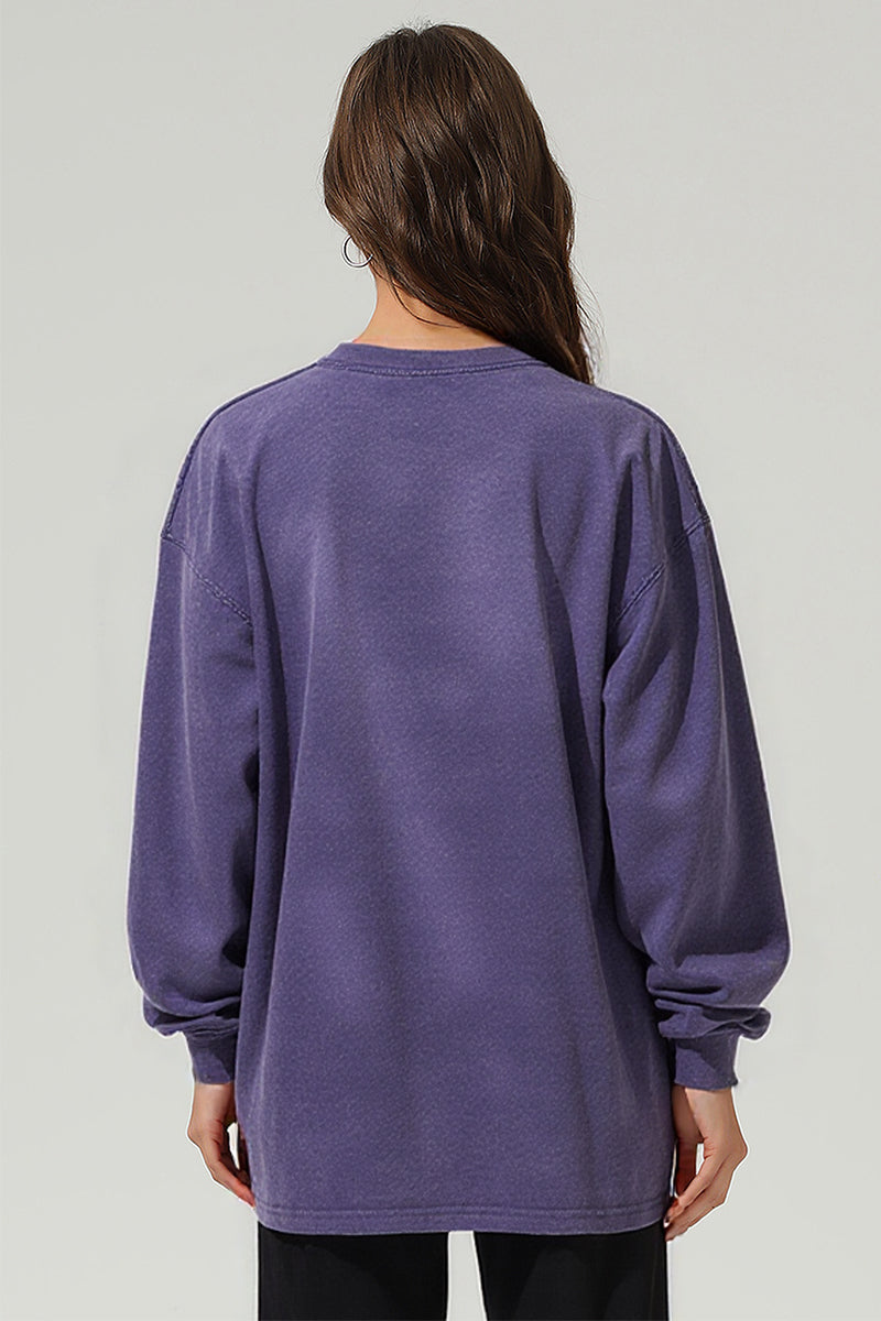 Unisex Retro Washed Long Sleeve Tee: Snow Wash Vintage Cotton Design