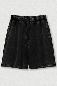 Indigo Washed Cotton Casual Shorts - Men's Loose Fit 5-Inch Sweatpants