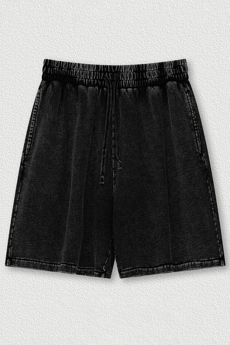 Indigo Washed Cotton Casual Shorts - Men's Loose Fit 5-Inch Sweatpants