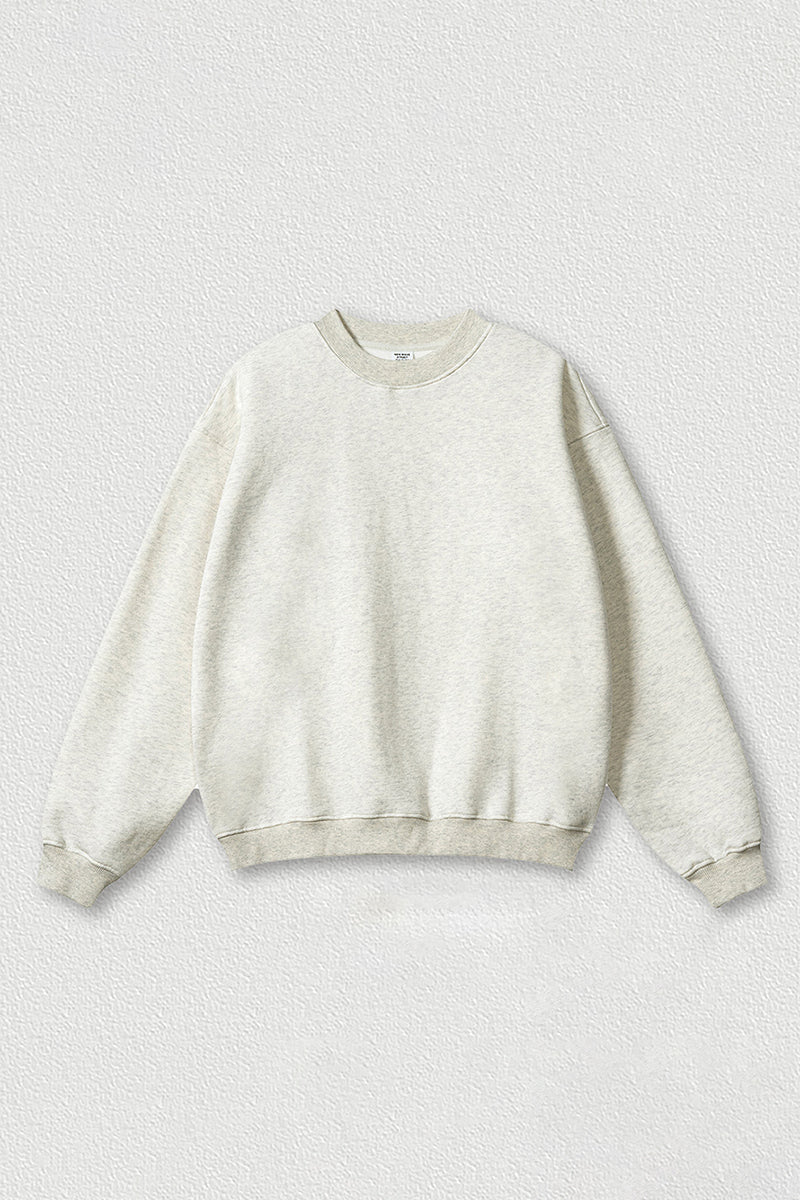 Loose fleece-lined thick round-neck sweatshirt