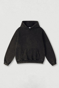 Heavyweight washed velvet hooded sweatshirt