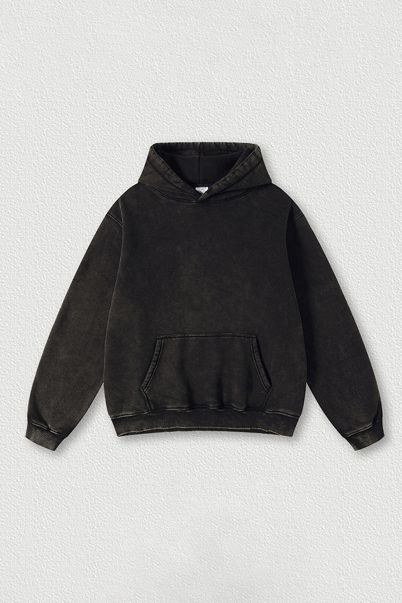 Heavyweight washed velvet hooded sweatshirt