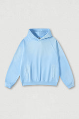Washed raglan sleeve hooded sweatshirt