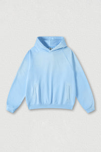 Washed raglan sleeve hooded sweatshirt