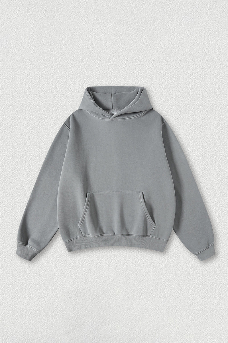 Heavyweight fleece hooded washed sweatshirt