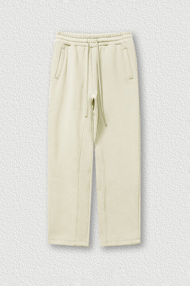 Solid Color Fleece-Lined Sweatpants - Winter Thermal Straight Leg Pants