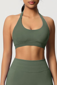 Women Halter Neck Seamless Yoga Sports Bra - Breathable Support Top