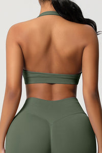 Women Halter Neck Seamless Yoga Sports Bra - Breathable Support Top