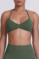 Women Halter Neck Seamless Sports Bra - Breathable Backless Yoga Top
