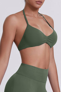 Women Halter Neck Seamless Sports Bra - Breathable Backless Yoga Top