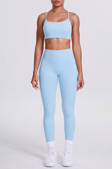 Women High-Waisted Pocket Yoga Set: Seamless Sports Bra + Sculpting Leggings