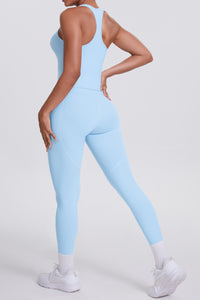 Women Naked-Feel Yoga Set: High-Waisted Pocket Leggings + Square Neck Sports Bra