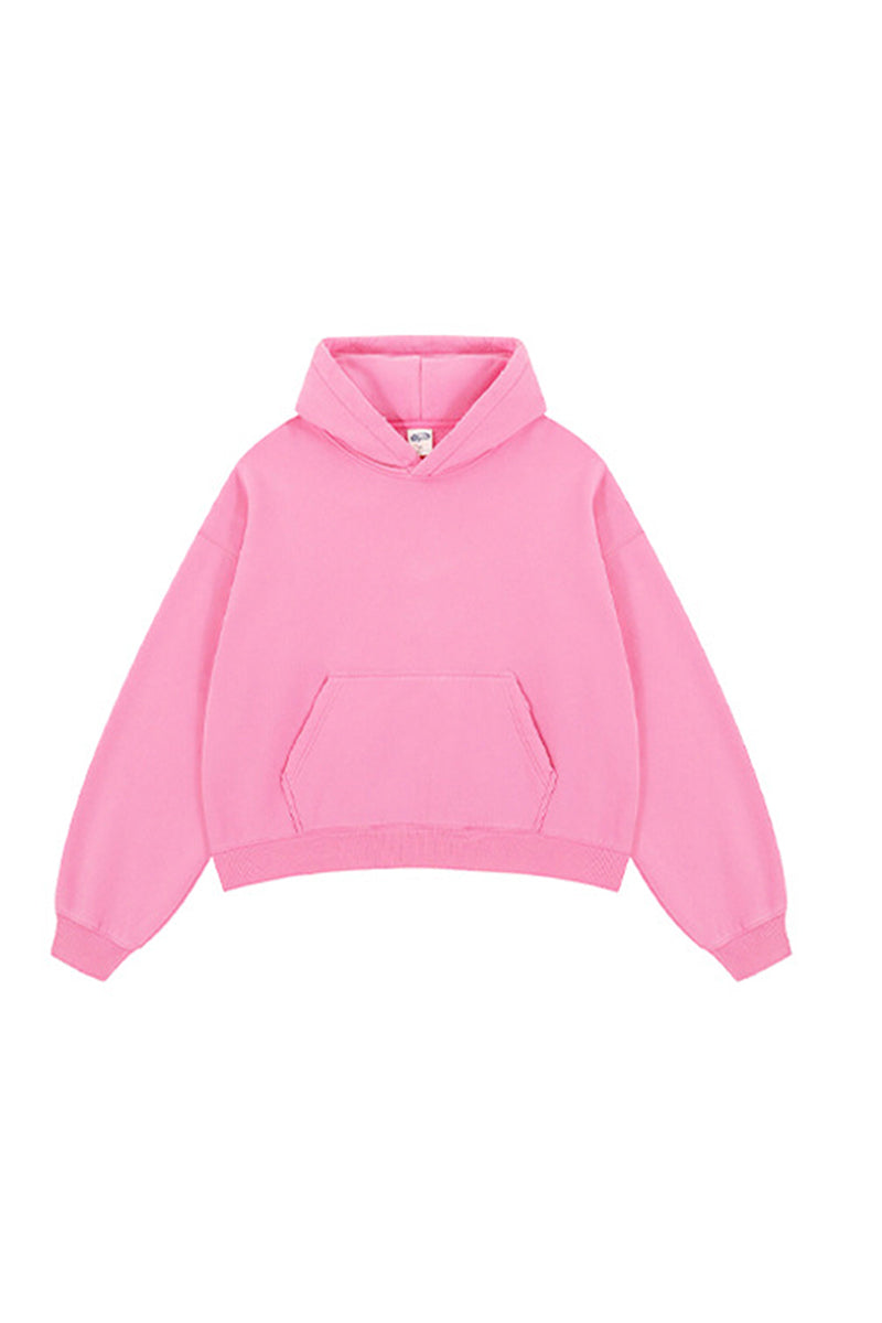 Unisex Boxy Fleece Hoodie: Distressed Vintage Short Wide Fit