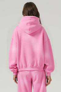 Unisex Boxy Fleece Hoodie: Distressed Vintage Short Wide Fit