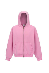 Unisex Fleece Boxy Zip Hoodie: Short Fit Wax Wash Retro Design