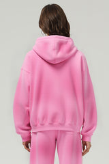 Unisex Fleece Boxy Zip Hoodie: Short Fit Wax Wash Retro Design