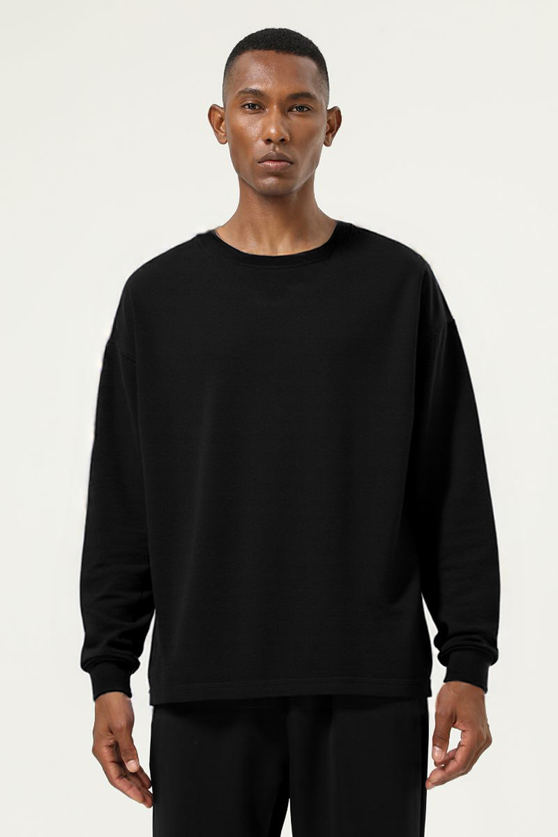 Men's Streetwear Cotton Loose Fitting Solid Pullover