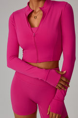 Women Zippered Slim Fit Running Yoga Long Sleeve Jacket