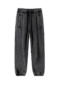 Men/Women Retro Wax-Dye Fleece-Lined Jogger Pants