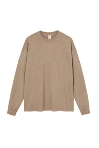 Unisex Heavyweight Retro Long Sleeve Tee: Washed Vintage Loose Fit