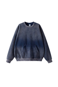 Men/Women Vintage Spray-Dye Distressed Washed Crewneck Sweatshirt